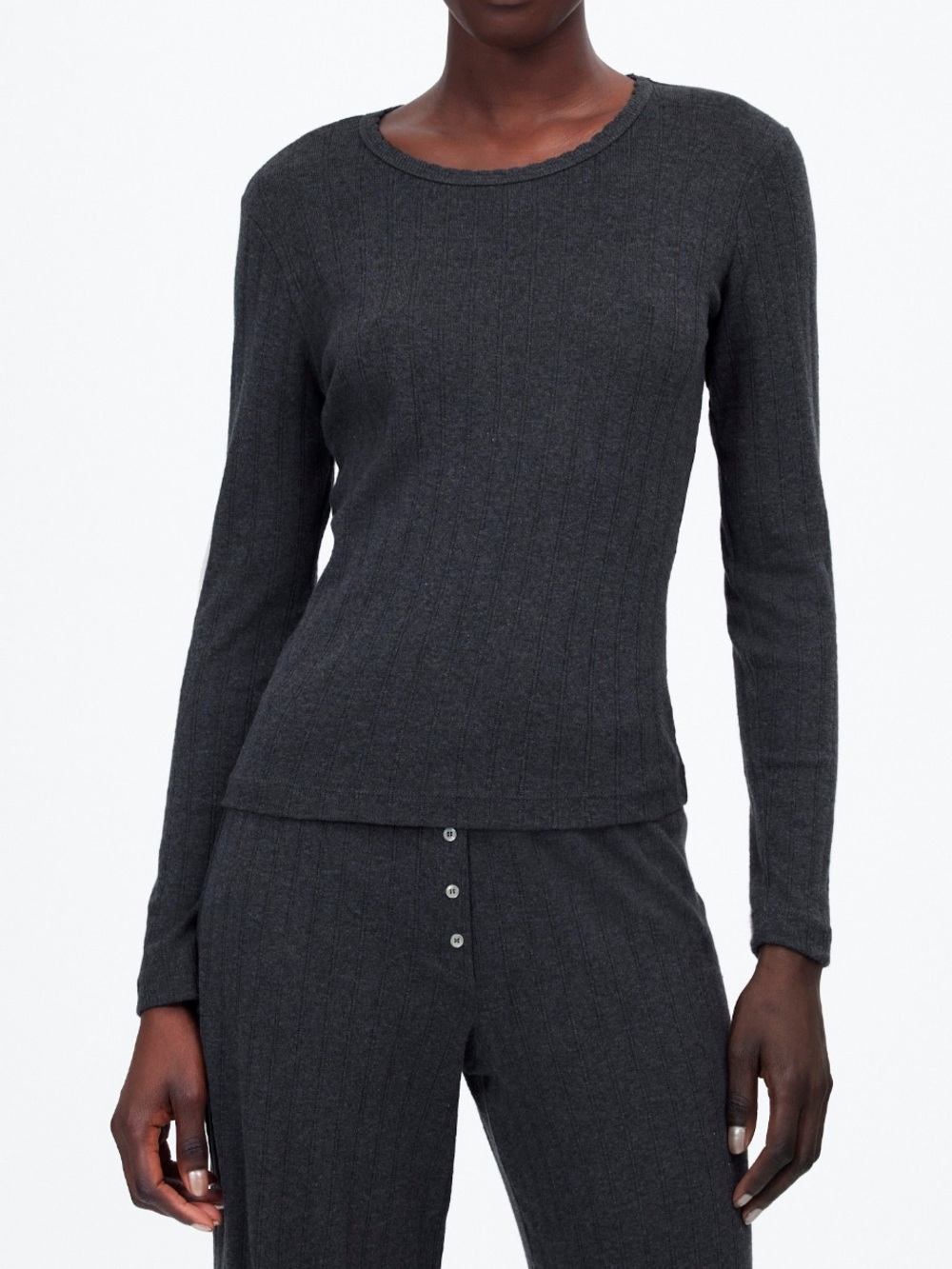 LESET x Madewell Pointelle Perfect Tee Pant Set - Picture 3 of 7